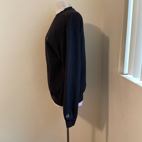 NWOT Embroidered Black Champion Sweatshirt Medium w/ “Exile” - Picture 4 of 8
